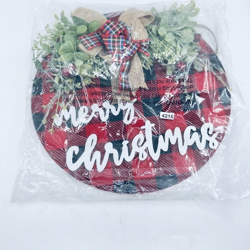 12" Round Merry Christmas Hanging Garland Christmas Home Decoration Red
