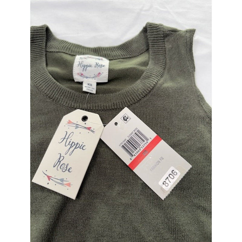 Hippie Rose Ruched Cold-Shoulder Sweater Crewneck Moss Juniors' Size XS