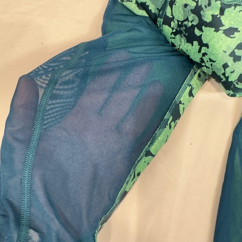 Under Armor Compression Leggings HeatGear Printed Mesh-Inset Green Womens XL