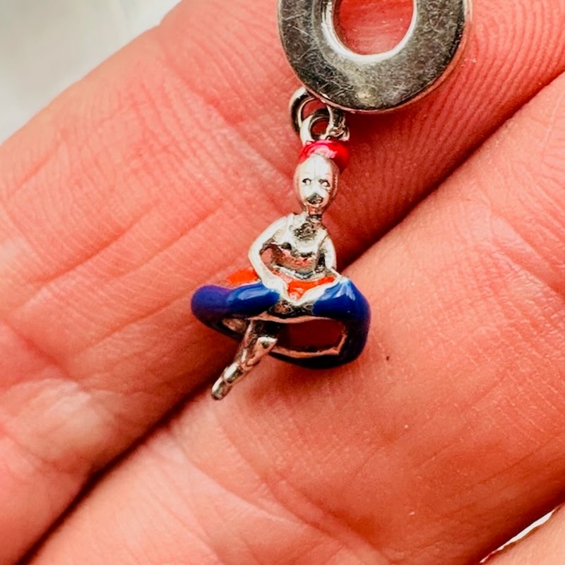 Cancan Dancer Dangle Charm Pendant 925 Sterling Silver Red Fits For Pandora