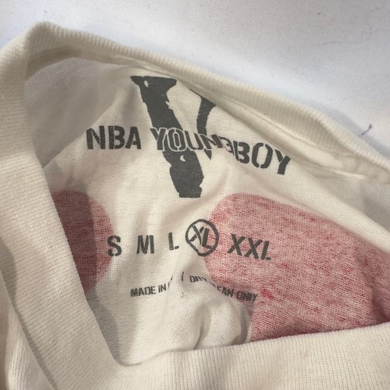YoungBoy NBA x Vlone Reapers Child Tee Crew Neck Short Sleeve White Mens Size XL