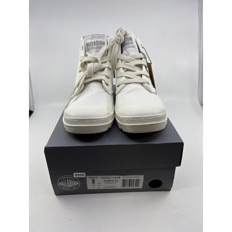 Palladium Pampa Hi Canvas Boots Lace-Up 92352-116-M Star White Womens Size 9