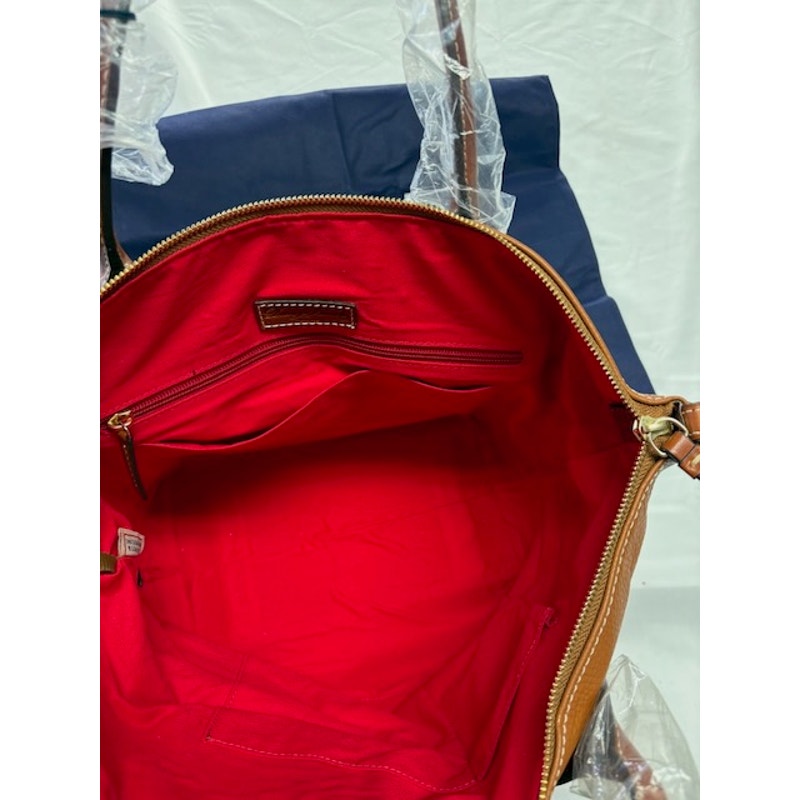 Dooney & Bourke Pebble Leather Tote Bag Set Shoulder Bag w/ Wristlet Brown