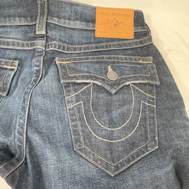True Religion Ricky Flap SE Relaxed Straight Jeans Dark Axle Denim Mens Size 33