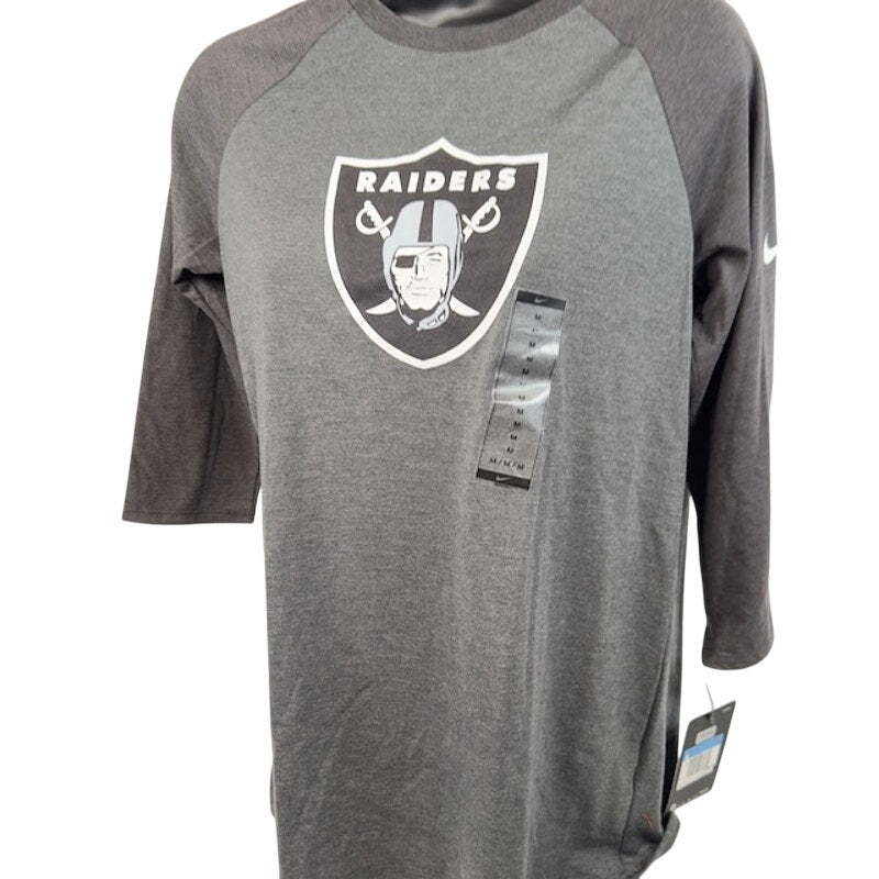 Nike NFL Las Vegas Raiders Tri-Blend Raglan 3/4-Sleeve T-Shirt Gray Womens M