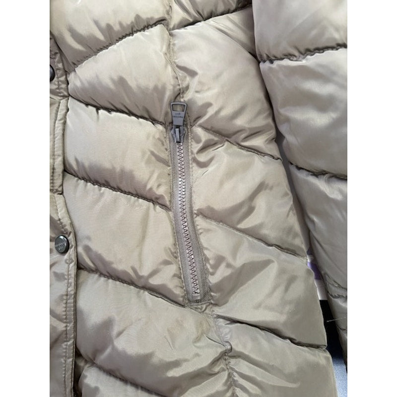 Madden Girl Hooded Faux-Fur-Trim Puffer Coat Zip-Up Olive Juniors Size XS