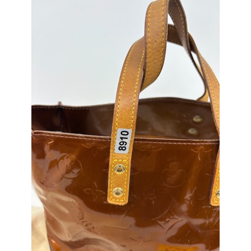 LOUIS VUITTON Reade PM Vernis Leather Monogram Tote Shoulder Bag Purse Bronze