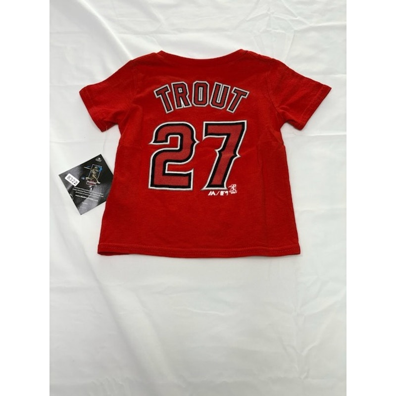 Majestic Angels Mike Trout #27 T-Shirt Short Sleeve Red Boys Infant 12M