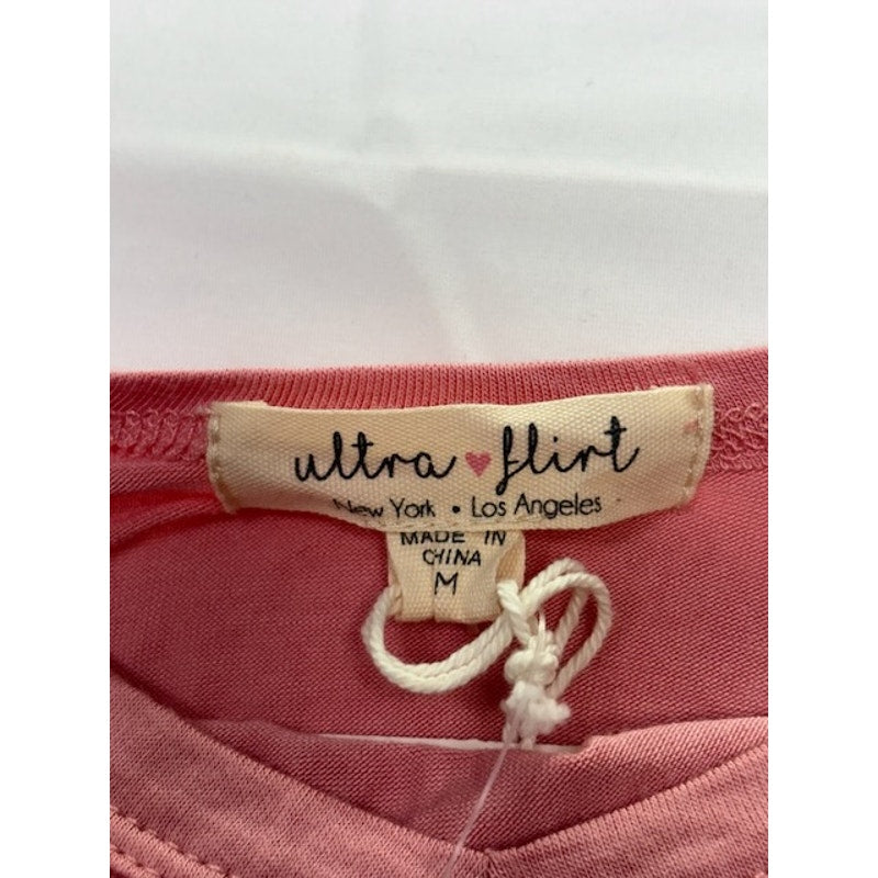 Ultra Flirt Halter Cut-Out Tee Short Sleeve V-Neck Blush Womens Size M