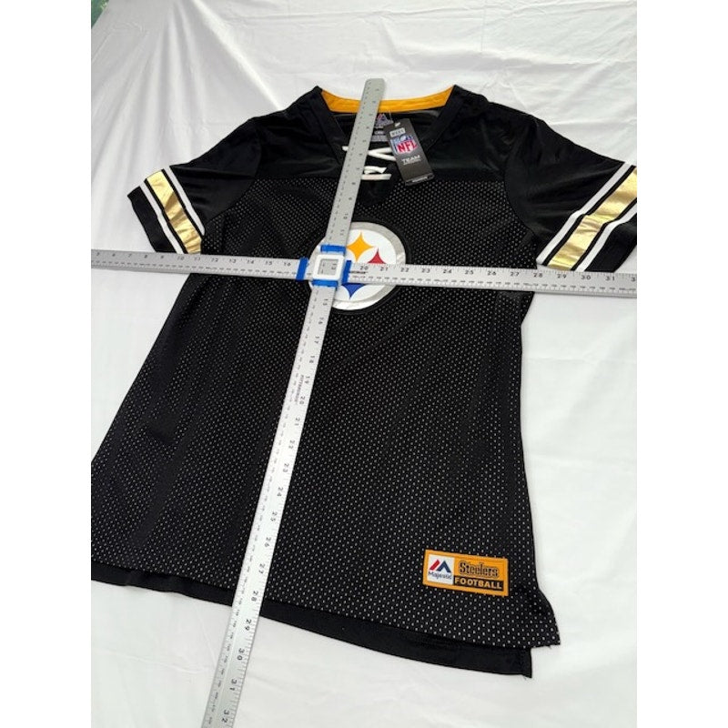 Majestic Pittsburgh Steelers  Lace Up Jersey Black NFL Womens Black Size L