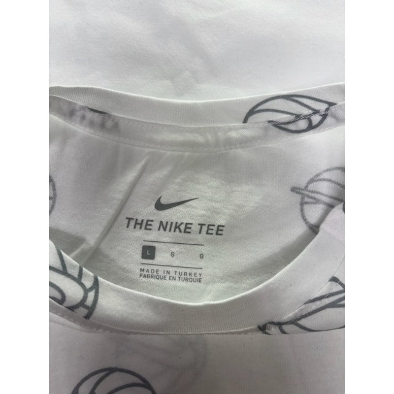 Nike Basketball Allover Print T-Shirt SS Standard Fit White Men Size Large