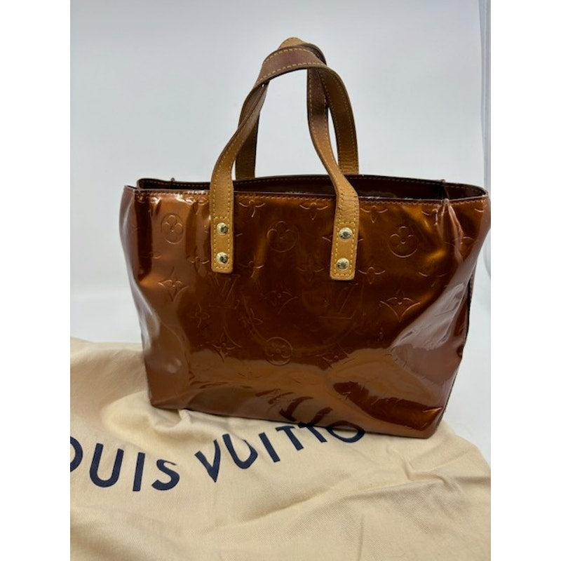 LOUIS VUITTON Reade PM Vernis Leather Monogram Tote Shoulder Bag Purse Bronze