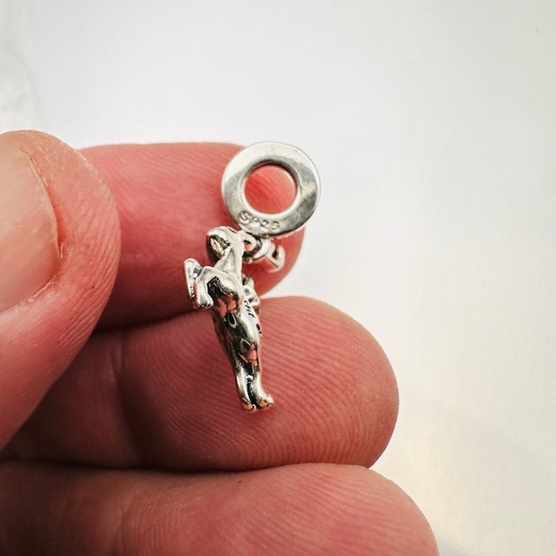 Christmas Reindeer Dangle Charm Pendant 925 Sterling Silver
