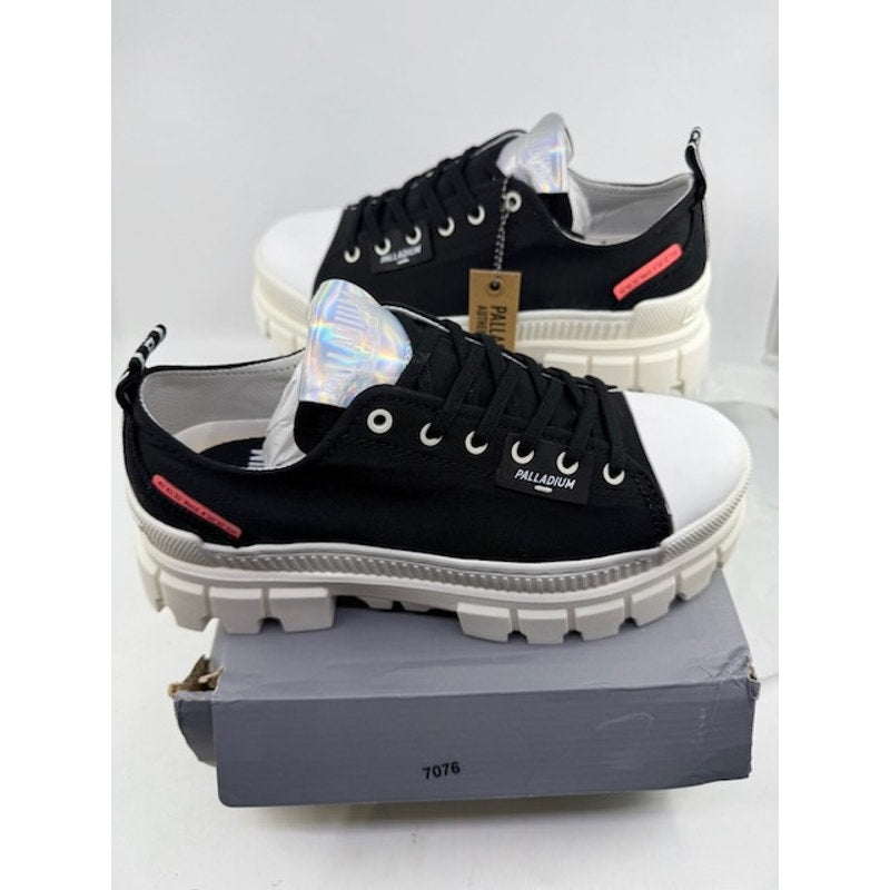 Palladium Revolt Lo Tx Platform Boots 97243-016-M Black White Womens Sz 8.5