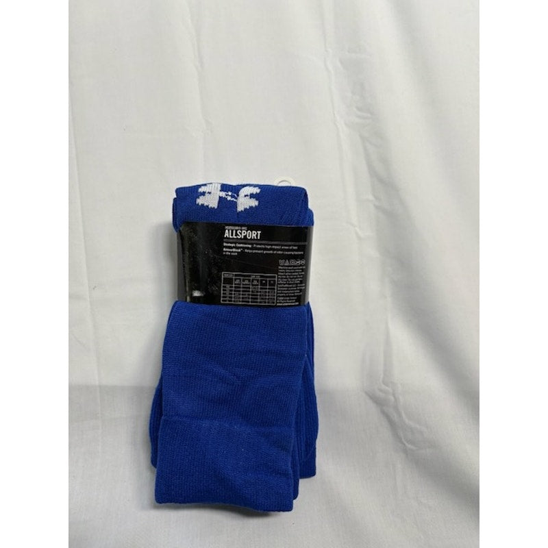 2 Pairs Under Armour HeatGear Team OTC AllSport Socks Blue Adult Size L