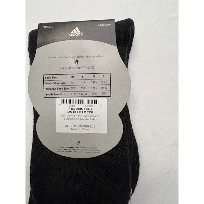 2 Pairs Adidas Soccer Socks Over The Calf Black/White Mens Shoe Size L 9-13