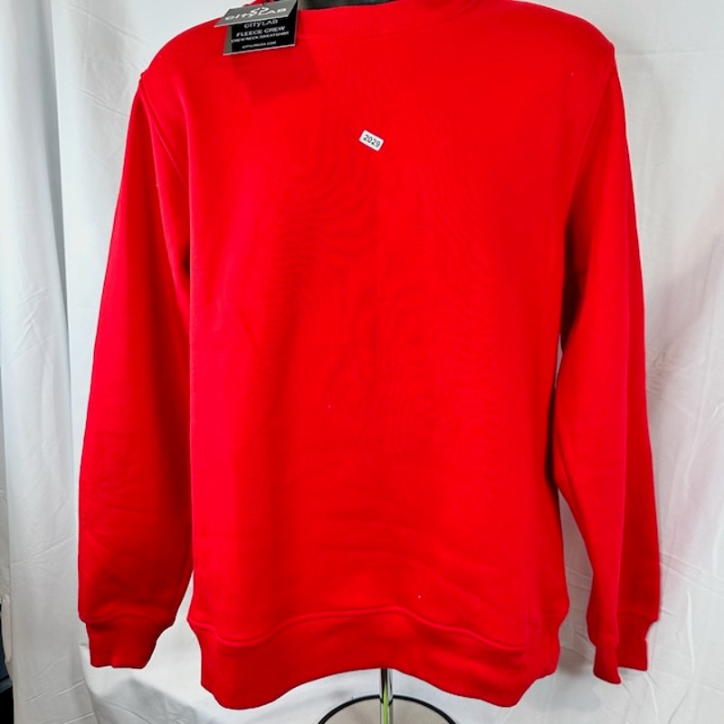 City Lab Crewneck Sweatshirt Heavy Fleece Long Sleeve Pullover Red Mens Size S