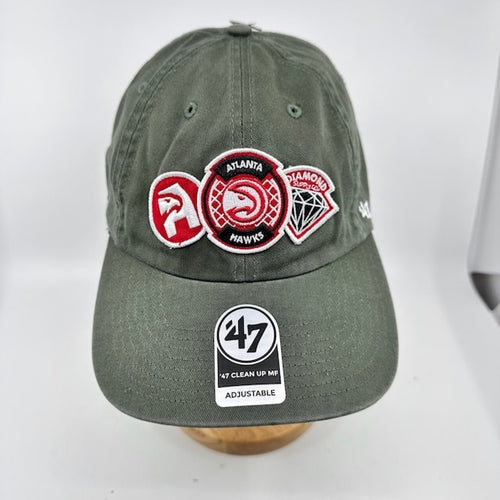 '47 Brand Atlanta Hawks Diamond Patch Clean Up MF Cap Dark Green Mens One Size