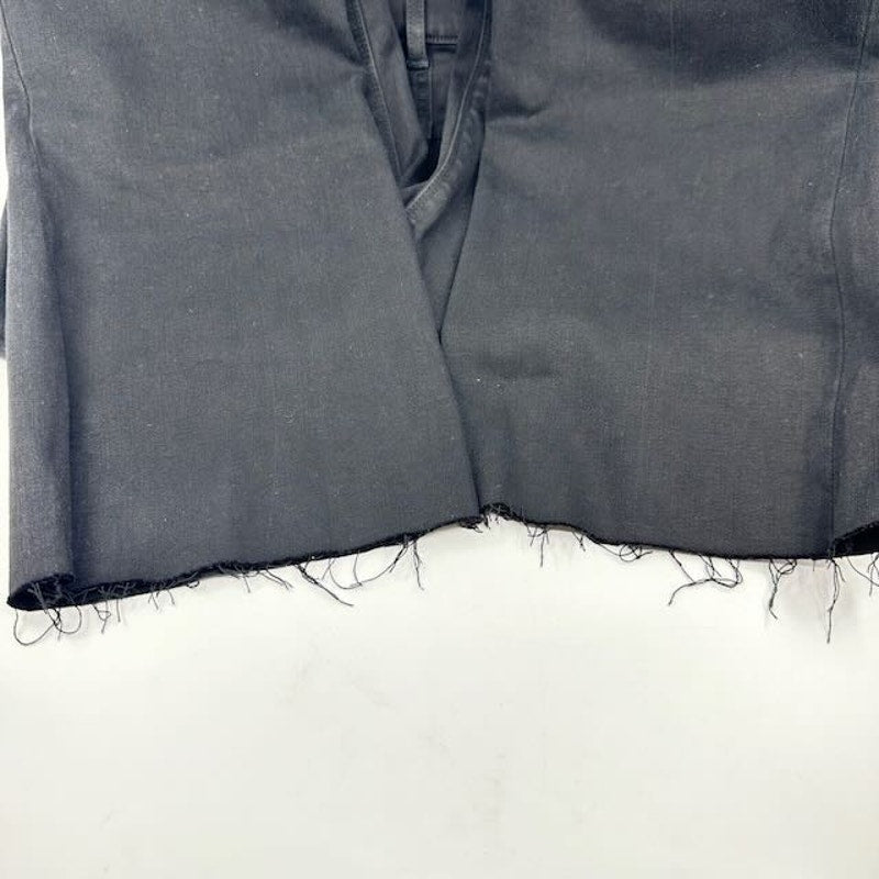 Spanx High Rise Cut Off Shorts Faux Pockets Raw Edge Hem Stretch Black Womens M