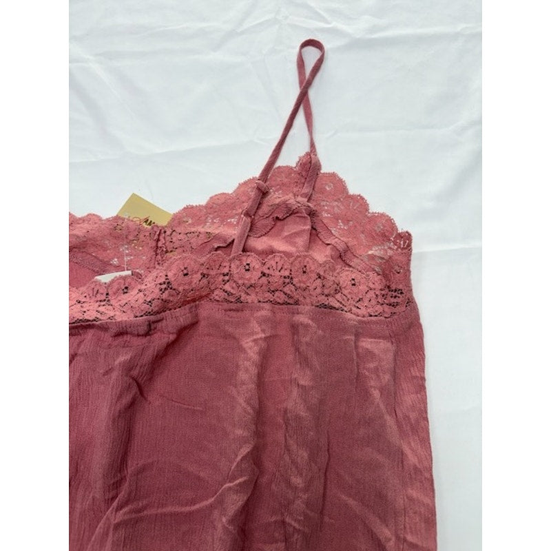 American Rag Cie Tie-Front Lace Tank Top V-Neck Dusty Rose Womens Size M