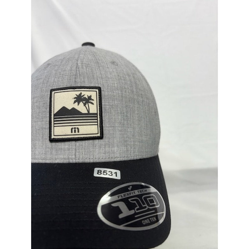 Travis Mathew Flexfit 110 Snapback Hat Palm Patch Gray Black Unisex OSFM