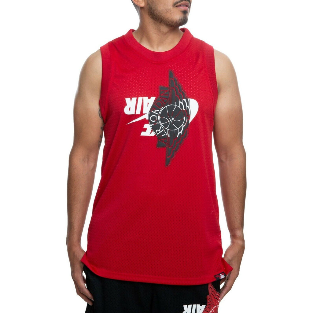 Nike Air Jordan Flight Wings Mesh Jersey Heavyweight Backwards Red Mens Size S
