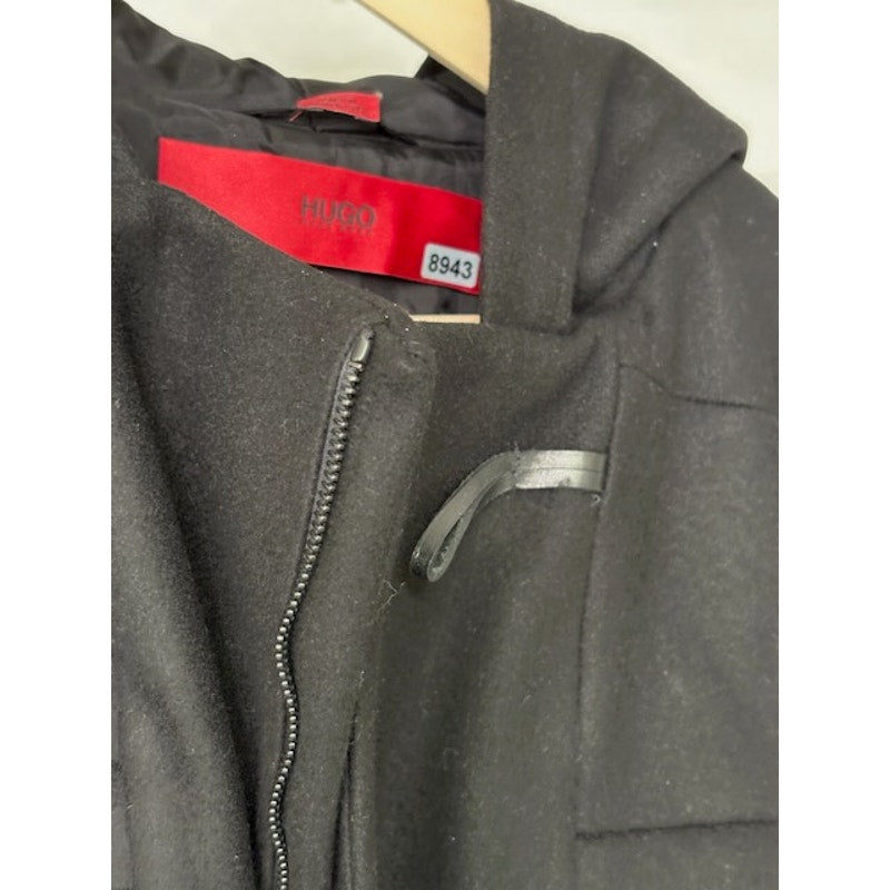 NEW Hugo Boss Wool Hooded Duffle Coat Jacket Toggle Zipper-Up Gray Mens Size 44R