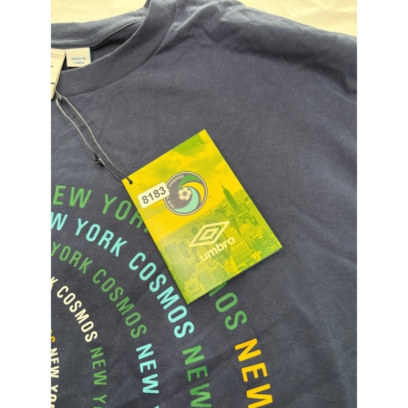 Umbro New York Cosmos Print T-Shirt Short Sleeve Navy Blue Mens Size XXL
