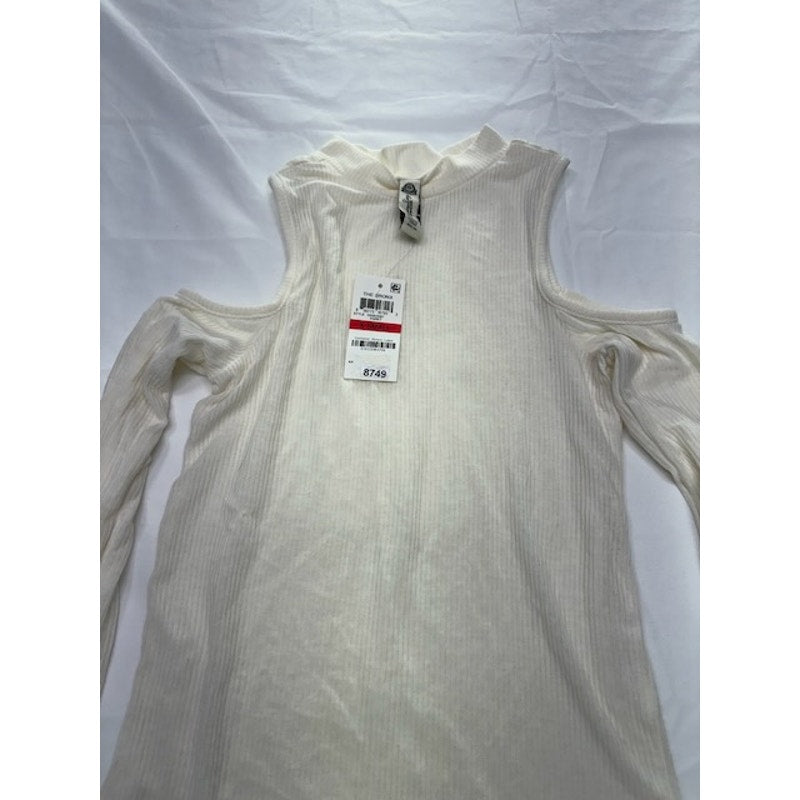 American Rag Cold-Shoulder Mock-Neck Top Long Sleeve Egret Juniors Size XS