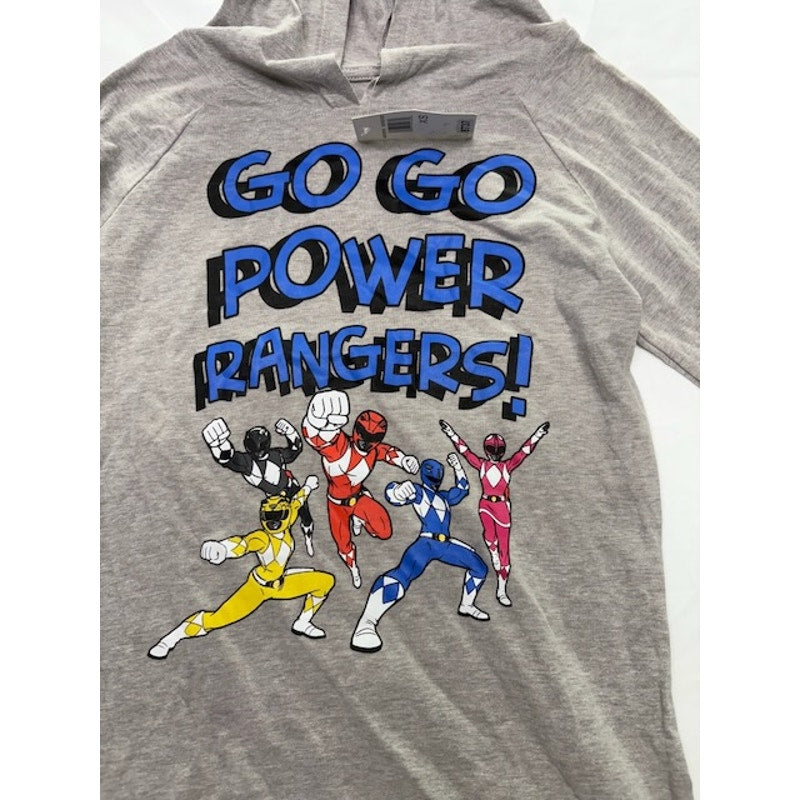 Mighty Morphin Power Rangers Go Go Graphic Hoodie Shirt Heather Gray Size XS