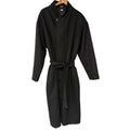 Mens Button-Up Wool Overcoat High Neck Belted Welt Pockets Lined Black Size XLT