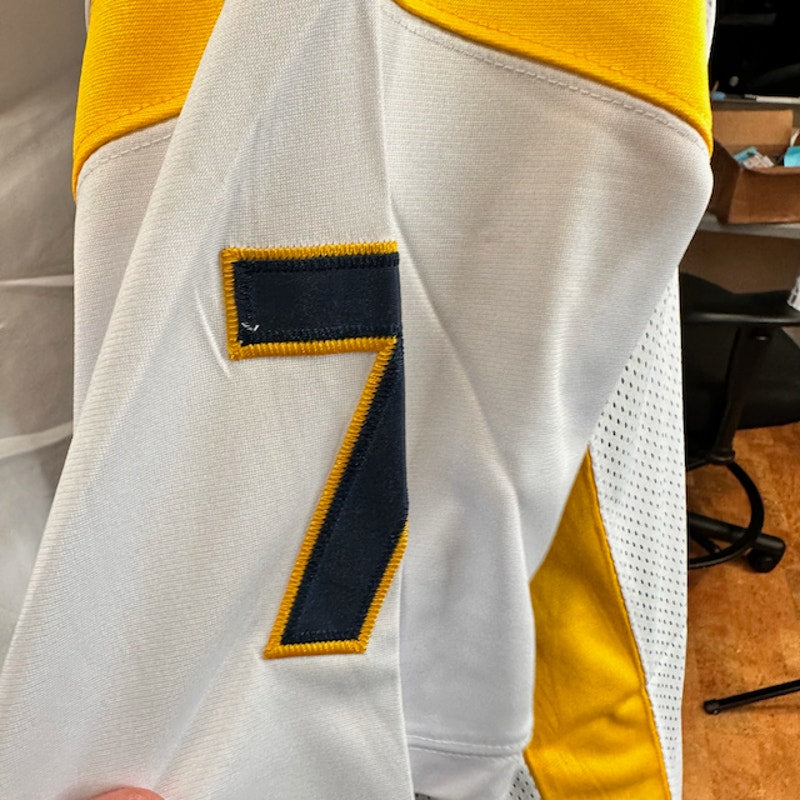 Headgear Classics Dwayne Haskins Bullis #7 Football Jersey White Yellow Size L