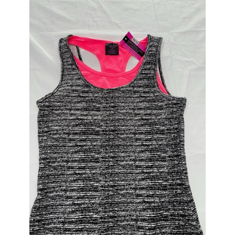 Material Girl Active Dress Racerback Athletic Bodycon Gray Pink Womens XS