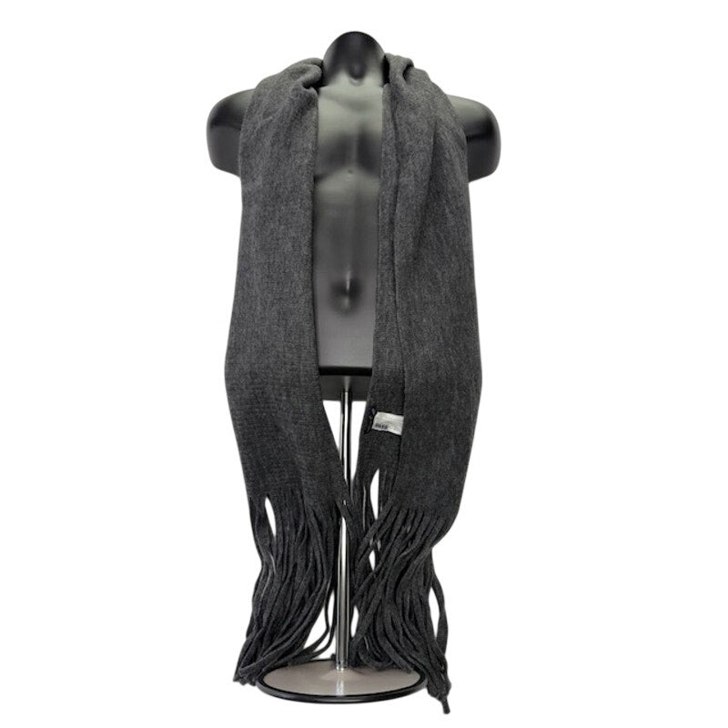 Lucky Brand Fringe Long Tassel Scarf Soft Knit Winter Wrap Gray One Size