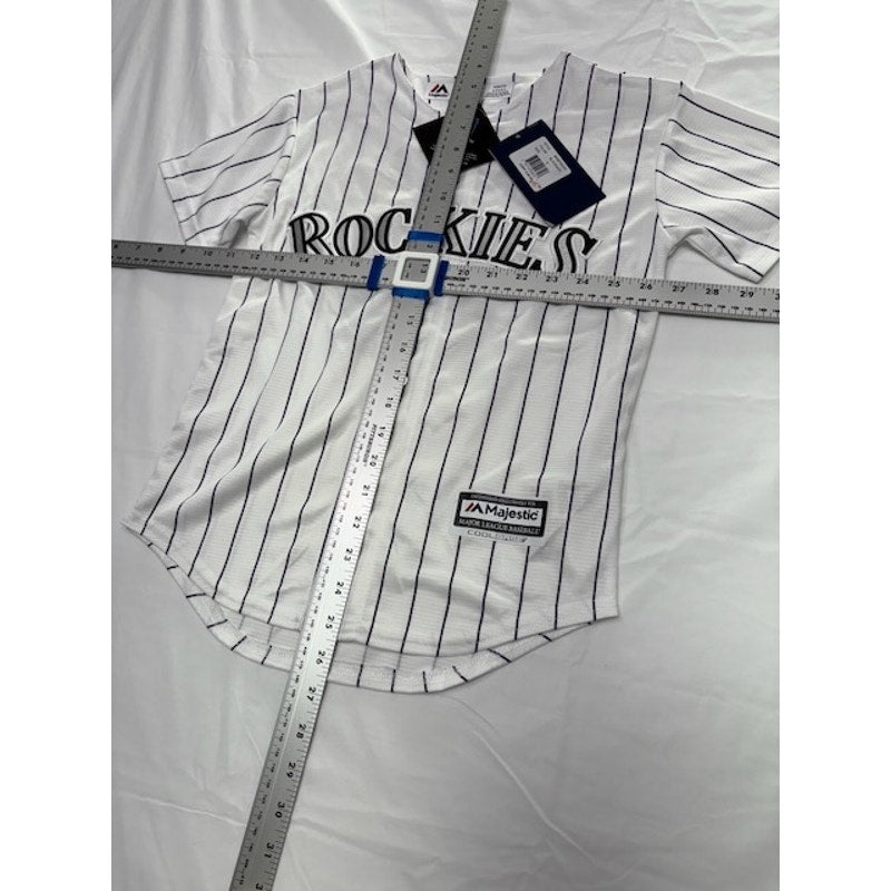 Majestic Colorado Rockies Jersey Blackmon #19 Pinstripe White Youth Size M