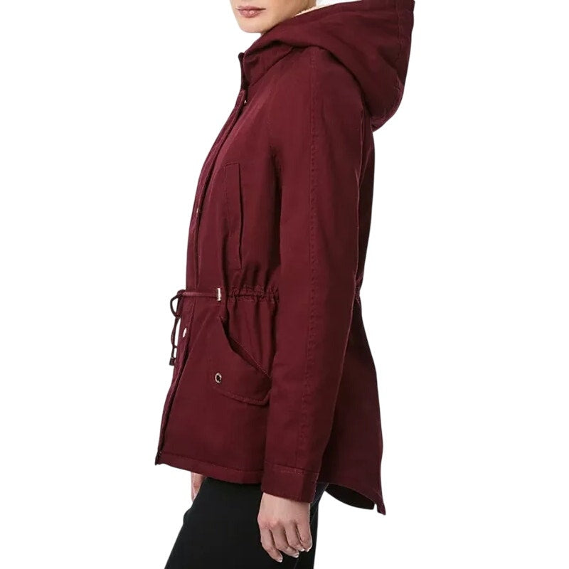 Collection B Hooded Anorak Jacket Twill Full-Zip Brick Junior Womens Size S