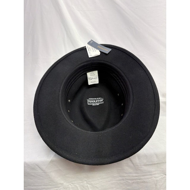 Pendleton Felt Fedora Hat Wool Leather Band Black Adult Mens/Womens Size M