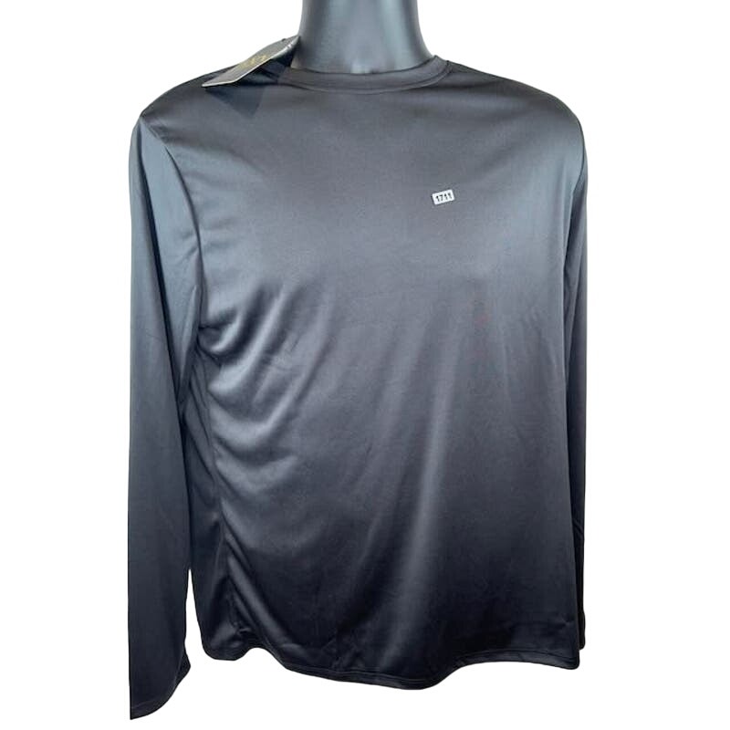 F&N Enterprise Fleece Long Sleeve T-Shirt Round Neck Pullover Black Mens Size S
