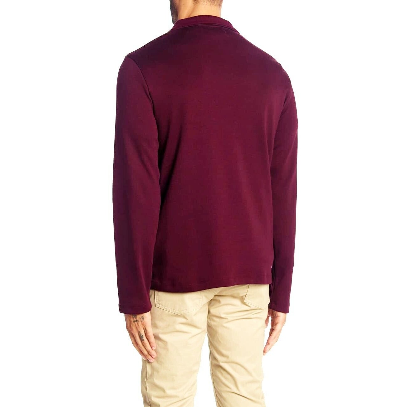 Calvin Klein Quarter Zip Birdseye Sweatshirt Liquid Touch Deep Lava Mens Size S