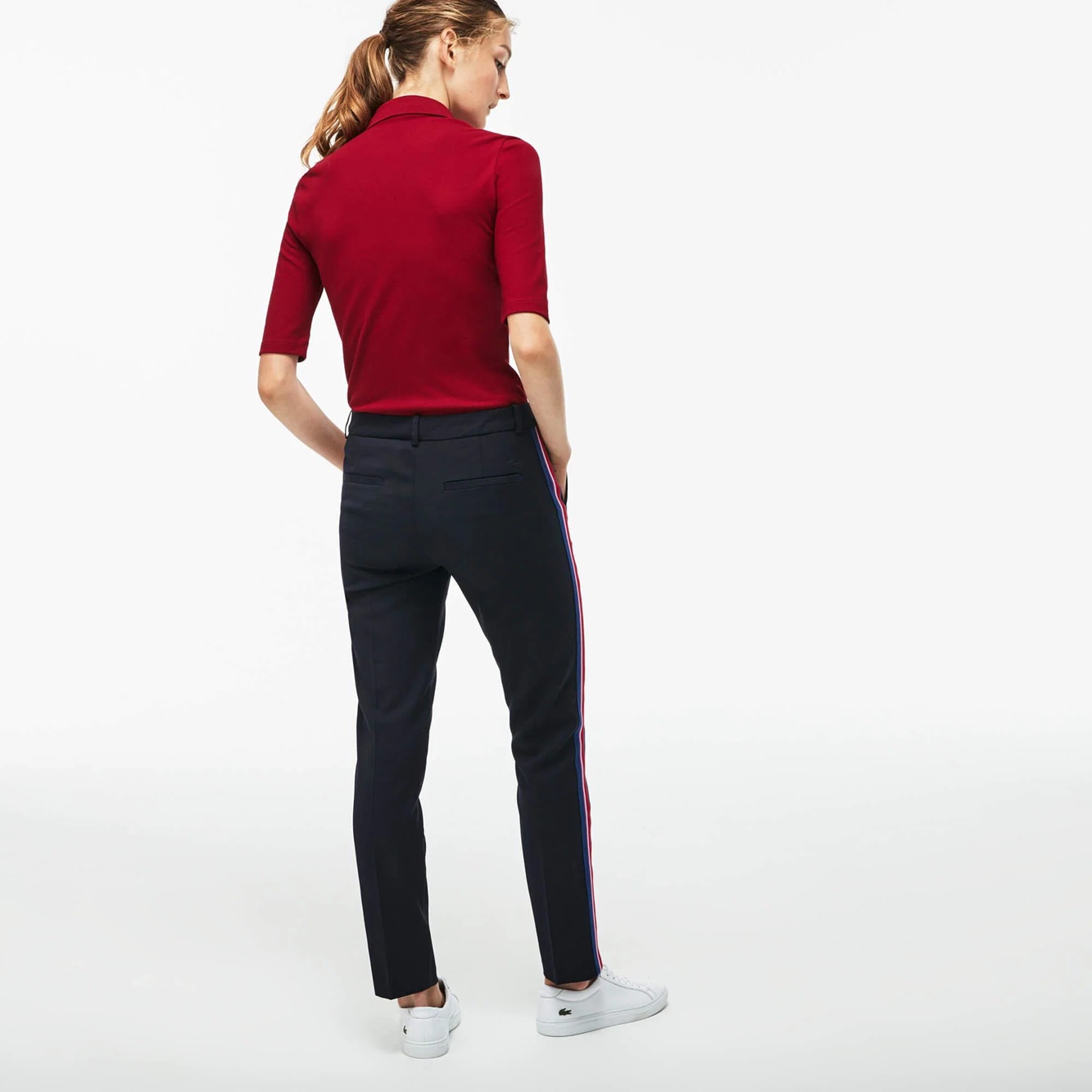 Lacoste Slim Fit Polo Shirt Short Sleeve Collared Stretch Womens Red Sz 36/4