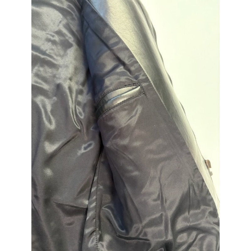 GIVENCHY Star Patch Leather Moto Biker Captain America Jacket Black Mens 48