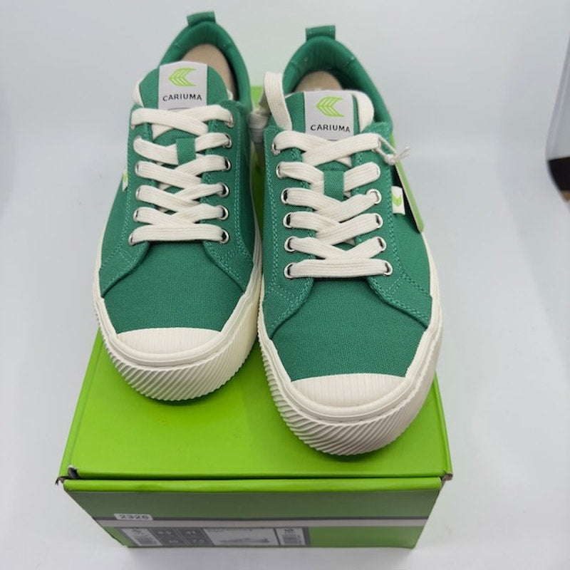 Cariuma Oca Low Canvas Sneaker Shoes Lace-Up Round Toe Green Mens Size 8.5/10