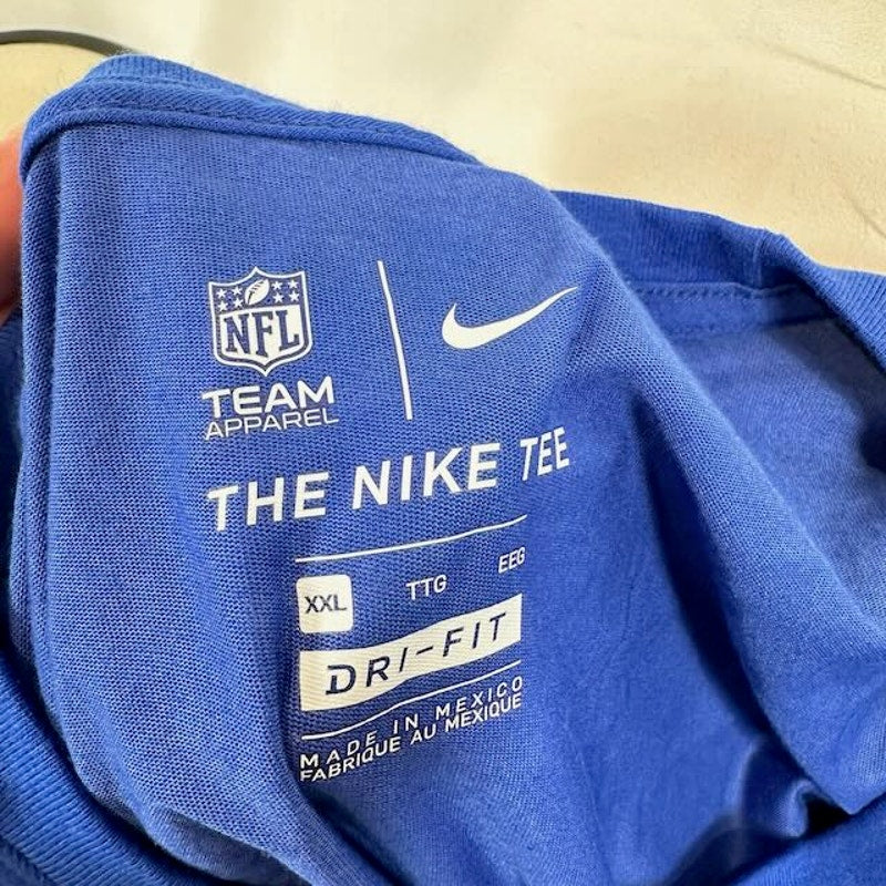 Nike Dri-FIT NFL New York Giants T-Shirt Standard Fit Crewneck Blue Mens XXL