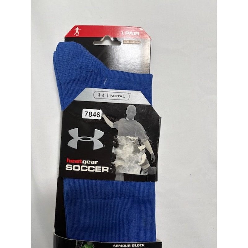 Under Armour Block HeatGear Soccer Socks Knee High Royal Blue Adult Size M
