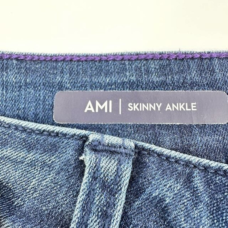 NYDJ Ami Skinny Ankle Jeans Embellished Beaded Denim Pioneer Wash Womens 20W