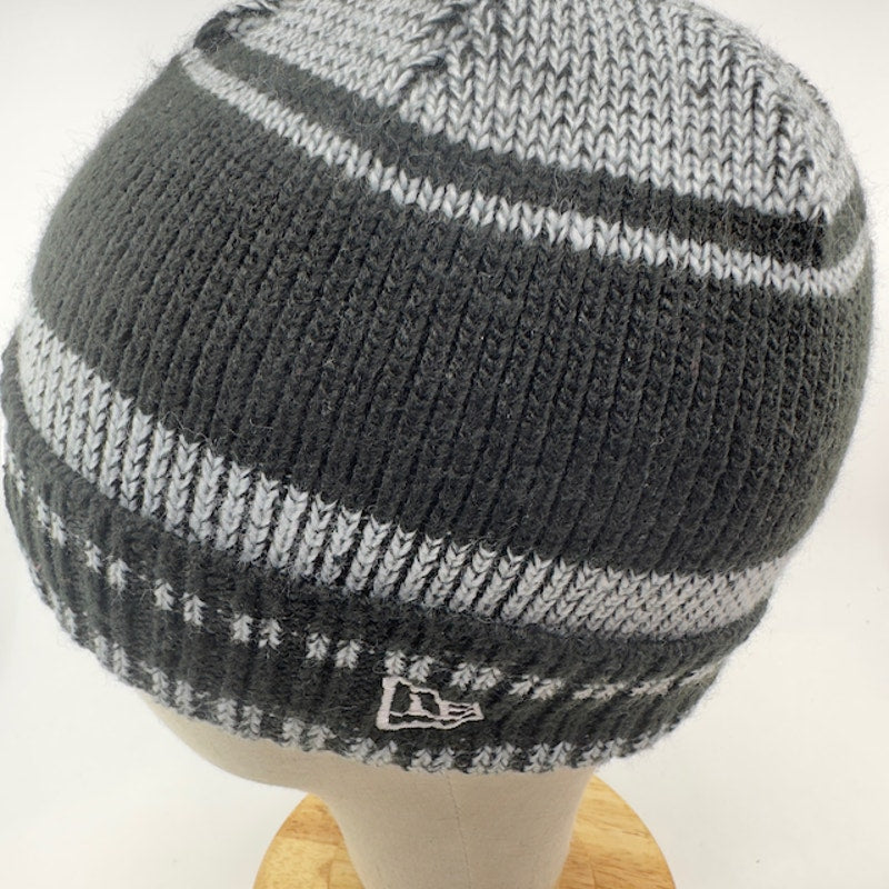 New Era NFL Las Vegas Riders Beanie Knitted Striped Black Gray Mens One Size