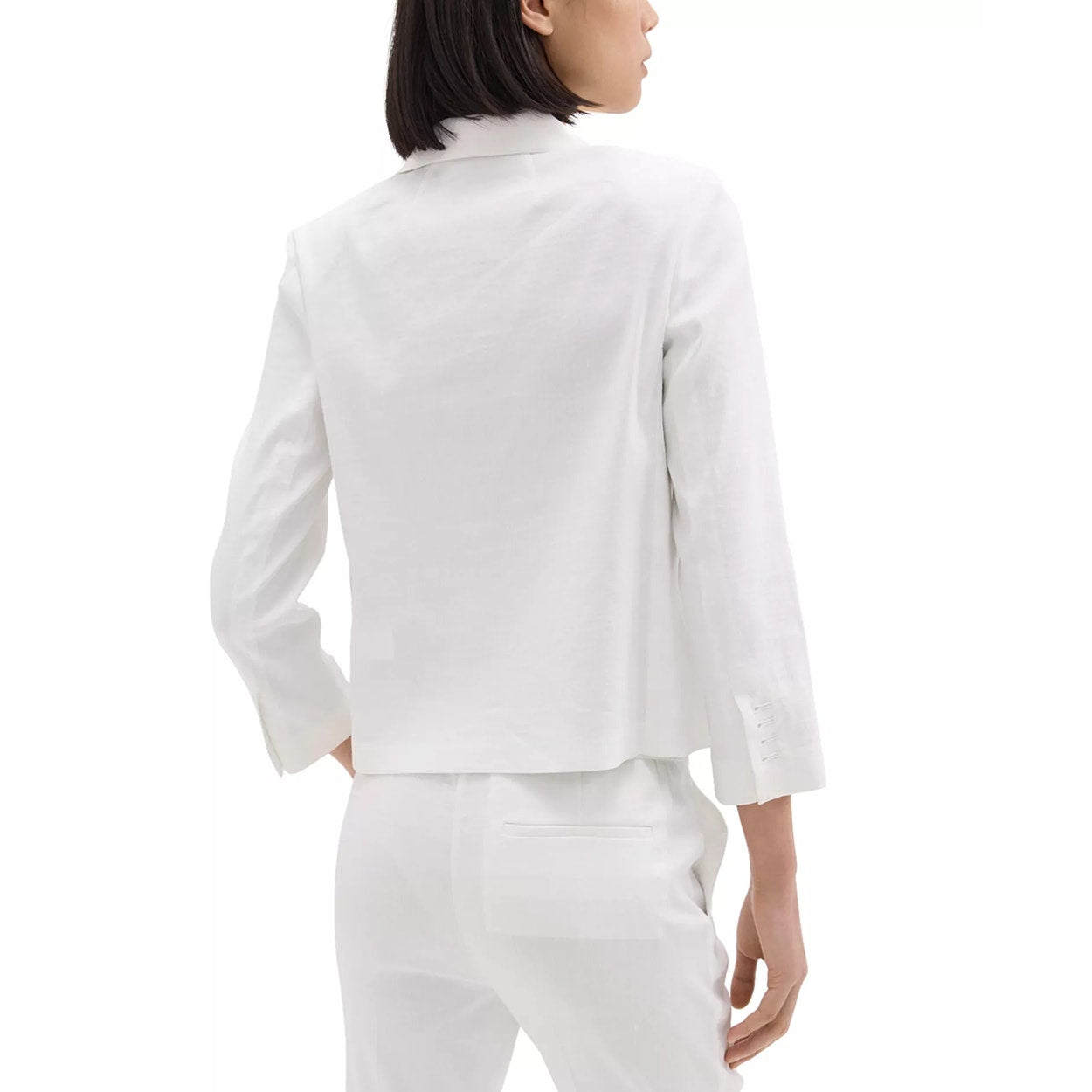 Theory Shrunken Patch Pocket Blazer Button Front White Crunch Womens Size 4