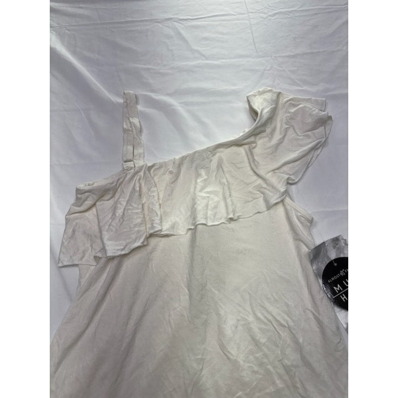 Crave Fame By Almost Famous One Shoulder Ruffle Pullover Blouse Top White M