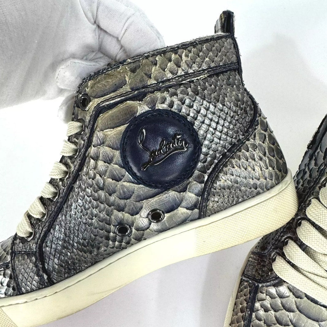 Christian Louboutin Python Rantus Orlato High Top Sneakers Blue Mens Size 12