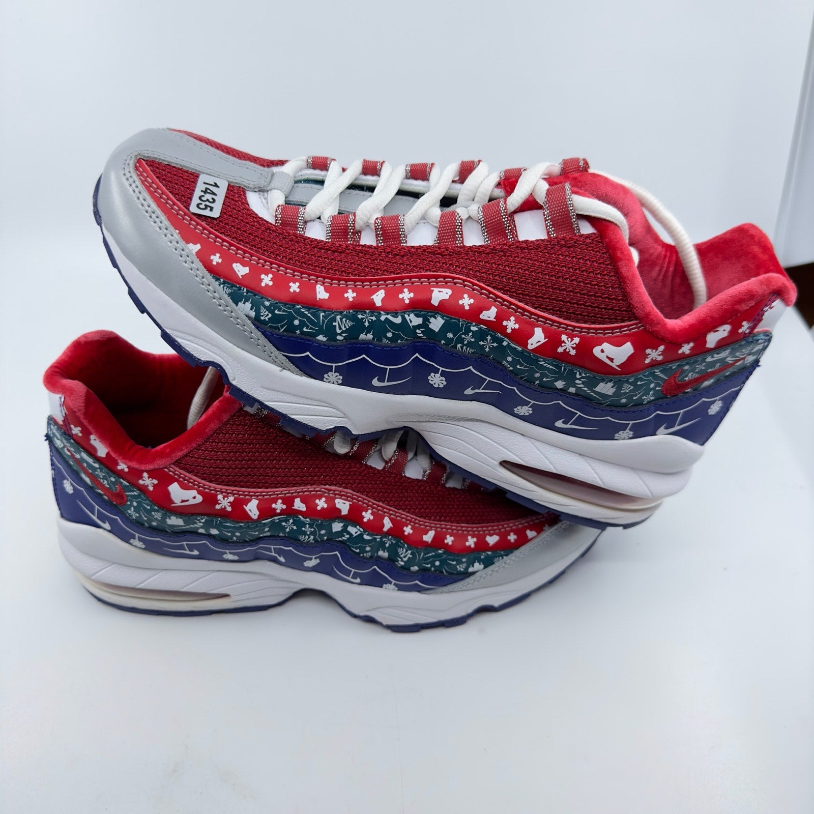 Nike Air Max 95 Sneaker Shoes Lace-Up White University Red Noble Youth Unisex 6Y